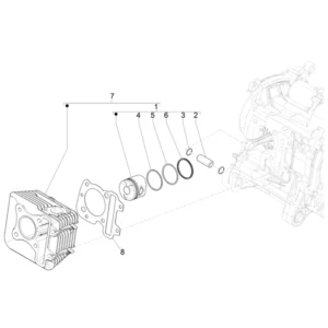 04. Piaggio Zip 50 IGET 4T 3V Euro5 - 45 km/h - 2021-2023 - LBMCD2100 - Onderdelen Cilinder Zuiger